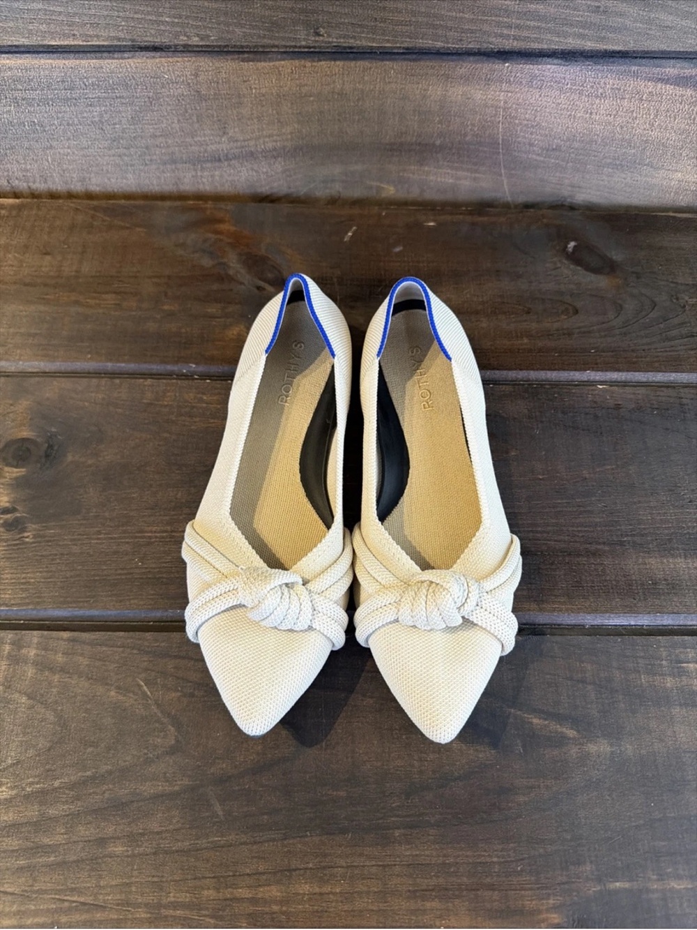 Rothy’s The Knot Point II Cream Knit Ballet Flats Slip On Shoes Women Size 10.5